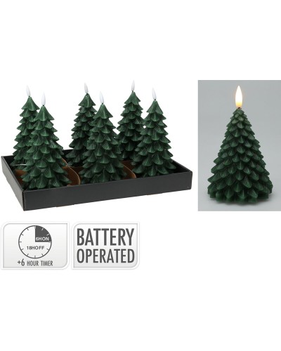 LED Candle Lifetime Christmas Tree Dark Green, 19 cm, Realistic Flame Effect
